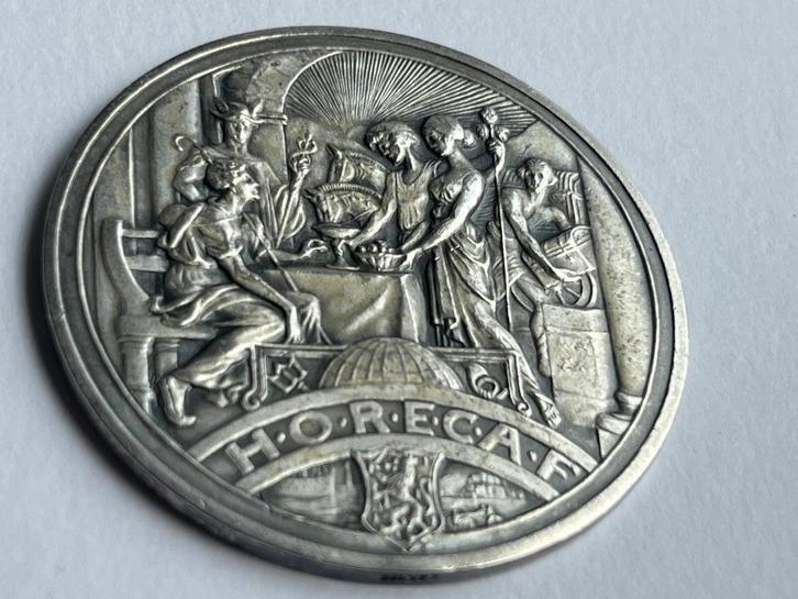 Zilveren penning, HORECAF, ca. 1930, Antiek en Kunst, Antiek | Goud en Zilver, Zilver, Ophalen of Verzenden