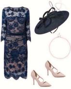 Phase Eight elegante donkerblauwe kanten rozenprint jurk 40, Kleding | Dames, Jurken, Maat 38/40 (M), Nieuw, Phase Eight, Onder de knie