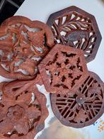 5x Houten onderzetters uit India, handwerk, rond, Ophalen of Verzenden, Overige typen