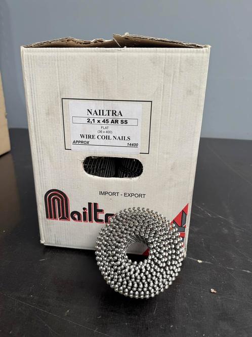 RVS Bolkop Rolnagels Ringnagels 2.1 x 45 mm Ring RVS, Doe-het-zelf en Verbouw, IJzerwaren en Bevestigingsmiddelen, Nieuw, Spijkers