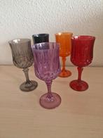 Vintage wijnglazen kleur set van 5 wijn glazen antiek, Ophalen of Verzenden, Zo goed als nieuw, Overige typen