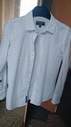 Wit overhemd met blauwe print maat 128, Kinderen en Baby's, Kinderkleding | Maat 128, Ophalen, Zo goed als nieuw