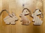 Pasen 3 vintage houten konijntjes, Ophalen of Verzenden, Zo goed als nieuw