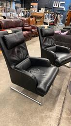Rolf benz lederen fauteuils zwart, Huis en Inrichting, Fauteuils, Ophalen, Rolf benz, Zo goed als nieuw, W