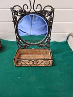 Spiegel met rieten kammen mandje metaal, Huis en Inrichting, Woonaccessoires | Spiegels, Ophalen of Verzenden, 'T Olde Gre-j, Info@toldegrej.nl