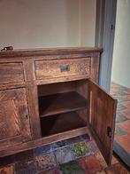 Antieke massief eikenhouten kast – landelijk dressoir, Ophalen, Gebruikt, 100 tot 150 cm, 25 tot 50 cm