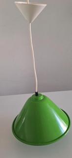 Vintage Groene Emaille Hanglamp, Gebruikt, Vintage, Ophalen of Verzenden, Metaal