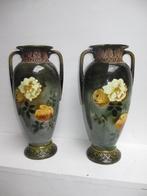 Antieke Art Nouveau Majolica vazen in zeer goede staat., Ophalen of Verzenden