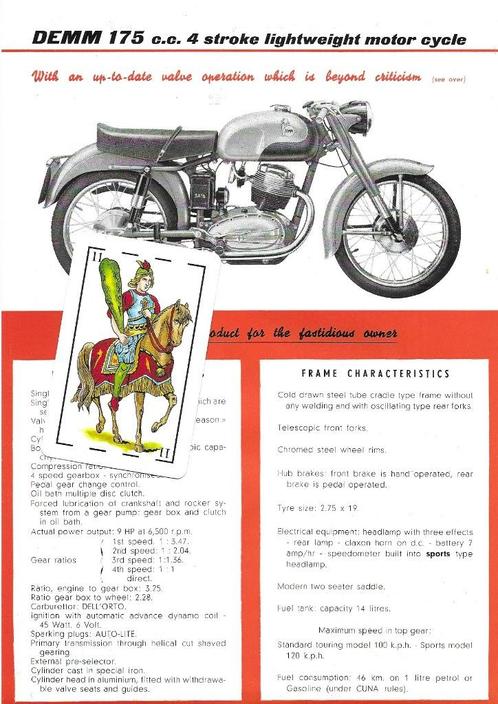 Demm 175 cc 4 takt folder leaflet (DM175), Motoren, Handleidingen en Instructieboekjes, Overige merken, Ophalen of Verzenden