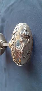 Antieke messing deurkruk met slotplaat, Ophalen of Verzenden, Gebruikt, Koper of Messing, Klink of Kruk