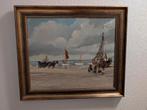 Antiek Schilderij: Strandgezicht met Schepen, Antiek en Kunst, Kunst | Schilderijen | Klassiek, Ophalen