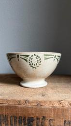 Antieke franse spoelkom groen beboterde kom, Ophalen of Verzenden