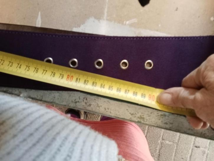 Brede Paarse Leren Riem, Kleding | Dames, Riemen en Ceinturen, Zo goed als nieuw, Tailleriem, 80 tot 90 cm, 5 cm of meer, Overige kleuren