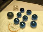 10x kerstbal, 8x blauw, 1x zwart en 1x doorzichtig met Uilen, Diversen, Kerst, Ophalen of Verzenden, Zo goed als nieuw