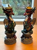 2 Draken Kaarsenhouders - Fantasie Decoratie, Verzamelen, Beelden en Beeldjes, Ophalen of Verzenden, Zo goed als nieuw, Dier