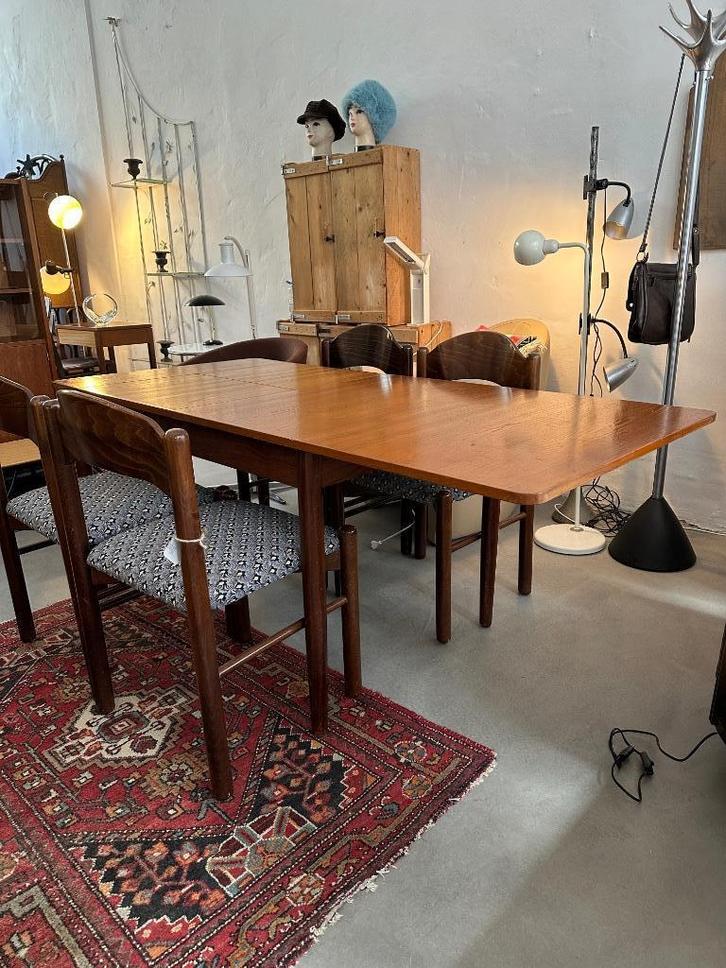 SALE: Scandinavische eettafel verlengbaar, vintage design, Huis en Inrichting, Tafels | Eettafels, Gebruikt, 50 tot 100 cm, 150 tot 200 cm