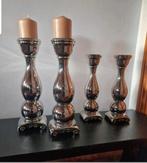 Set van 4 zilverkleurige fraaie grote kandelaars, Ophalen of Verzenden, Keramiek of Aardewerk