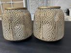 2 windlichthouders/ kandelaars messing goud zgan, Ophalen, Zo goed als nieuw, Minder dan 25 cm
