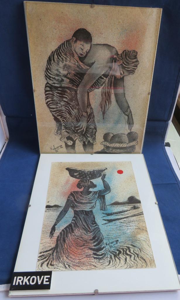 TWEE AFRIKAANSE KUNSTWERKEN * Gemengde Terchniek *, Antiek en Kunst, Kunst | Niet-Westerse kunst, Verzenden