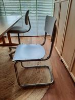 Buisframe chroom schoolstoel wit multiplex €50,00, Huis en Inrichting, Stoelen, Ophalen, Wit, Zo goed als nieuw, Metaal
