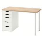 IKEA LAGKAPTEN / ALEX bureau – wit / gelazuurd eikeneffect, Huis en Inrichting, Bureaus, Ophalen, Zo goed als nieuw, Bureau