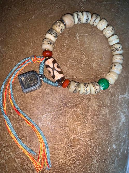 Tibet armband mala yak bone bot, dzi kraal en reisaltaartje, Sieraden, Tassen en Uiterlijk, Armbanden, Zo goed als nieuw, Ophalen of Verzenden