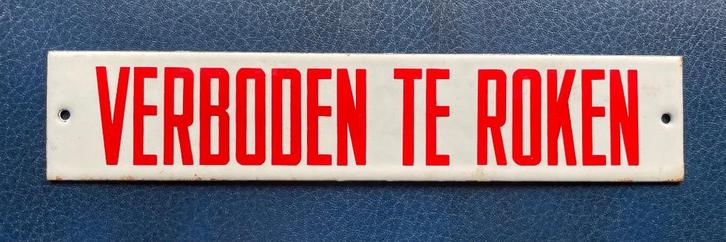 origineel oud emaille tekstbord; Verboden te Roken., Antiek en Kunst, Antiek | Emaille, Ophalen of Verzenden
