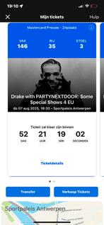 2 Drake Tickets Some Special Shows Do 7 aug Sportpaleis, Twee personen, Augustus