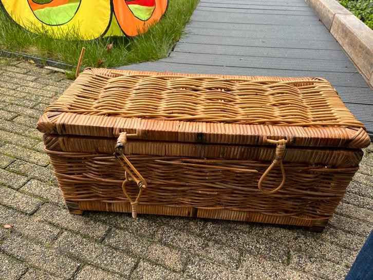 Vintage Rotan Opbergkist, Huis en Inrichting, Woonaccessoires | Kisten, Gebruikt, Minder dan 50 cm, 50 tot 75 cm, 50 tot 100 cm