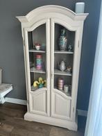 Beige kleine vitrine kast antiek brocante, Ophalen, Met deur(en), 100 tot 150 cm, Eikenhout