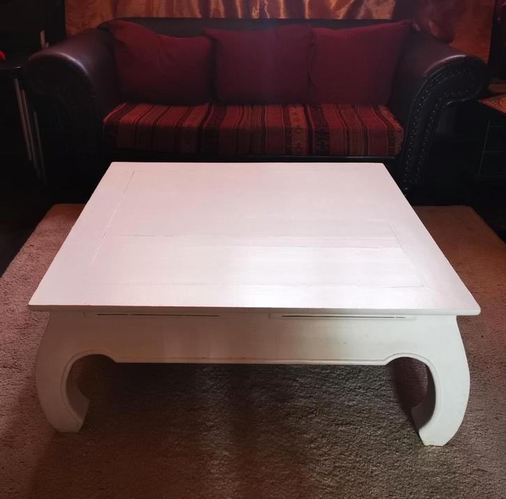 Witte Opium tafel, Huis en Inrichting, Tafels | Salontafels, Gebruikt, Minder dan 50 cm, 100 tot 150 cm, 100 tot 150 cm, Vierkant