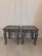 2x Bijzettafeltjes MDF met aluminium, Huis en Inrichting, Tafels | Bijzettafels, Minder dan 45 cm, Minder dan 55 cm, Gebruikt