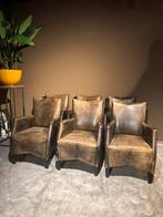 6 Schapenleren Eetkamerstoelen Bart van Bekhoven, Gebruikt, Bruin, Art Deco /Artistiek, Leer