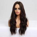 Donkerbruine Lange Pruik Met Slag Haar Bruine Dames Vrouwen, Verzenden, Nieuw, Pruik of Haarverlenging