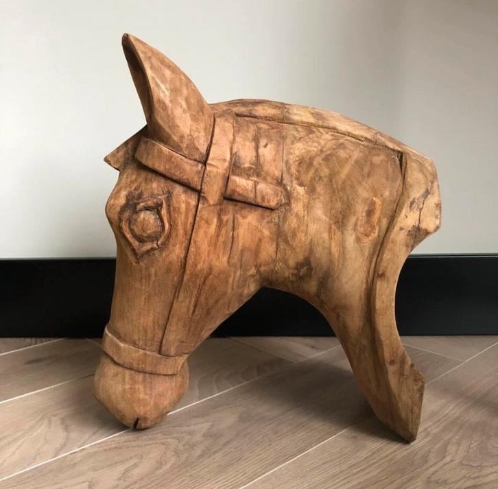 Massief Houten Paard - Decoratief, Huis en Inrichting, Woonaccessoires | Overige, Nieuw, Ophalen of Verzenden