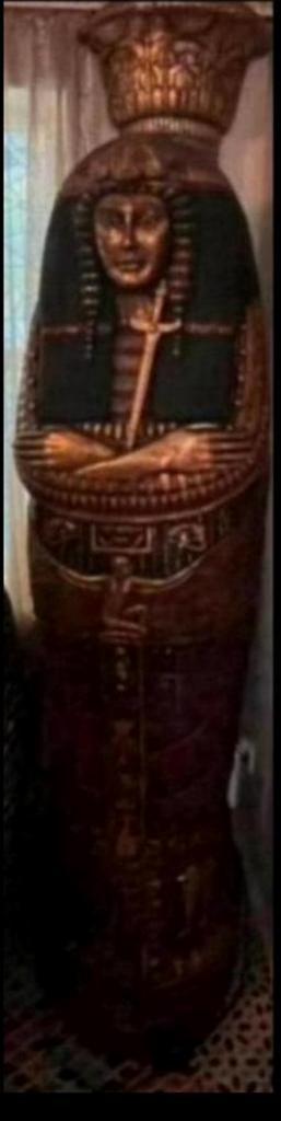 Prachtige  Unieke Egyptische Sarcofaag Kast 1m95cm hoog, Antiek en Kunst, Kunst | Niet-Westerse kunst, Ophalen of Verzenden
