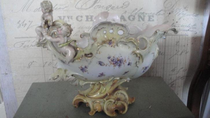 barok ovalen bloempot met engeltjes, Antiek en Kunst, Curiosa en Brocante, Ophalen of Verzenden
