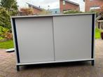 Schuifdeurkast planken grijs 132 x 43 x 88 grijs zeer goed, Ophalen, Gebruikt, 100 tot 150 cm, Meerdere deuren
