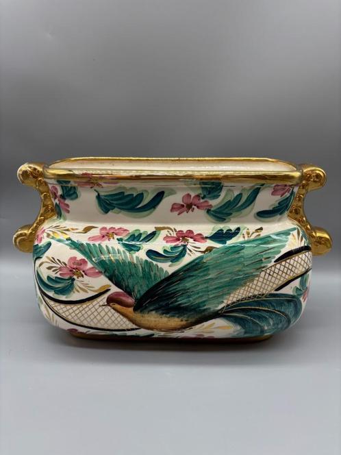 Hubert Bequet Birds & Flowers Jardinaire, Antiek en Kunst, Antiek | Keramiek en Aardewerk, Ophalen of Verzenden