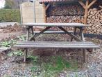 Picknick tafel bankirai, Tuin en Terras, Picknicktafels, Ophalen, Gebruikt, Rechthoekig, Hout