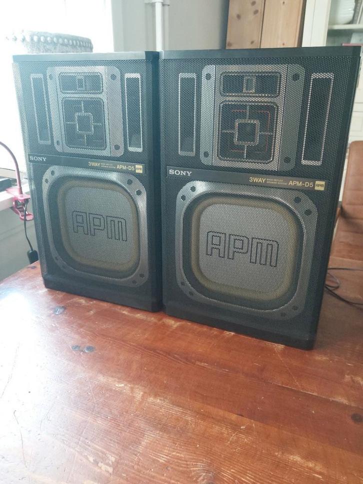 Sony APM-D5 Luidsprekers - Vintage Topstukken, Audio, Tv en Foto, Luidsprekers, Gebruikt, Front, Rear of Stereo speakers, 60 tot 120 watt