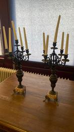 Kandelaar 2x met marmer voet, Antiek en Kunst, Antiek | Kandelaars, Ophalen of Verzenden, Overige materialen