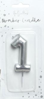 Nummer Kaars - Zilver 1 - 6cm, Ophalen of Verzenden, Nieuw, Versiering, Overige