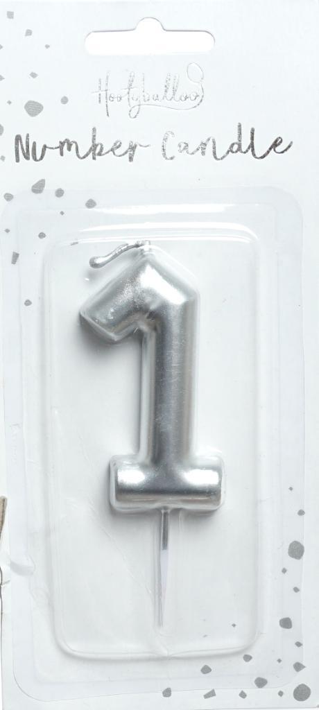 Nummer Kaars - Zilver 1 - 6cm, Hobby en Vrije tijd, Feestartikelen, Nieuw, Versiering, Overige, Ophalen of Verzenden