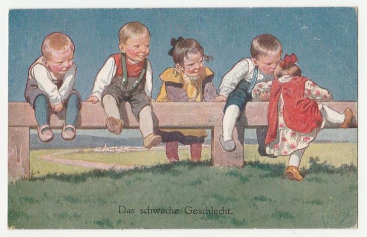 Kinderen op een hekje., Verzamelen, Ansichtkaarten | Themakaarten, Ongelopen, Voor 1920, Overige thema's, Verzenden