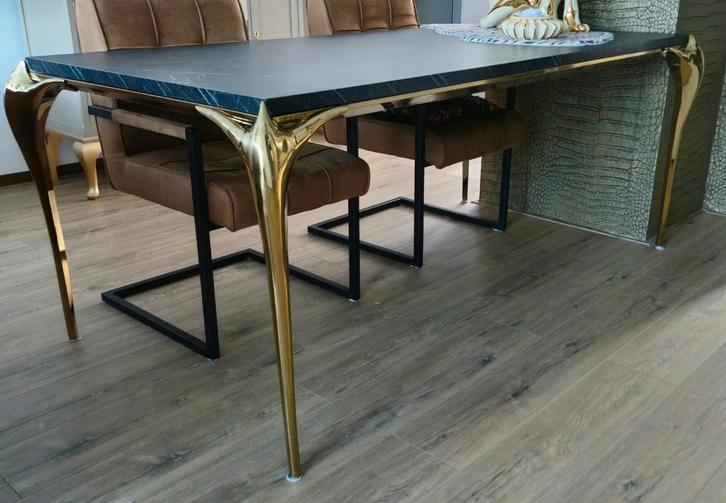 Salontafel & Eettafel met messing accenten - Almelo, Huis en Inrichting, Tafels | Eettafels, Ophalen