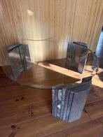 Italiaanse vintage salontafel - glazen blad - marmeren poten, Ophalen