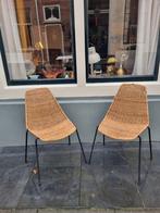 Vintage rieten stoelen, Italiaans design, Huis en Inrichting, Ophalen, Gebruikt, Bruin, Twee