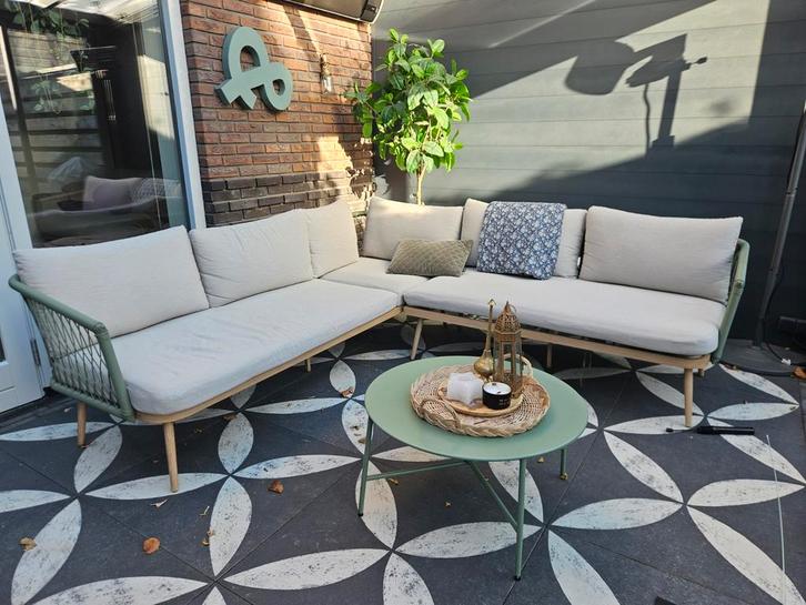 Mooie loungeset - Karwei, aluminium, Tuin en Terras, Tuinsets en Loungesets, Zo goed als nieuw, Loungeset, Aluminium, 5 zitplaatsen