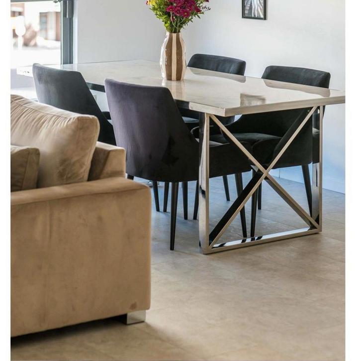 Richmond Marmeren Eet- & Salontafel Set inclusief stoelen, Huis en Inrichting, Tafels | Eettafels, Zo goed als nieuw, 100 tot 150 cm